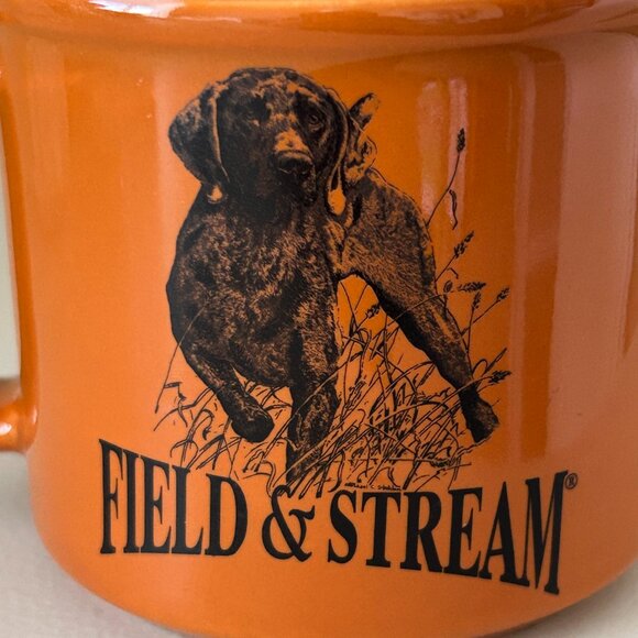 Black Labrador Retriever Dog Mug Field And Stream Coffee Cup Orange Man Cave - Picture 2 of 16